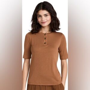 Vince Pima Cotton Henley Top in Vicuna